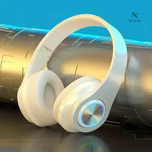 Casque Audio Bluetooth Sans Fil avec Lumières LED – Écouteurs Stéréo Pliable Confortable pour Musique et Gaming