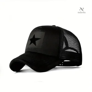 Casquette trucker homme noire étoile – Casquette respirante filet réglable streetwear