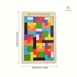 Casse-Tête Tetris en Bois – Puzzle Éducatif Coloré