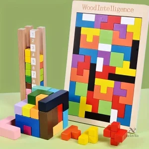 Jeu de logique Tetris en bois, stimulant et coloré