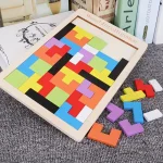 Jeu de réflexion Tetris en bois, amusant et interactif