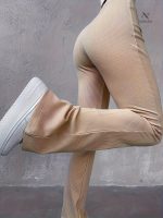 Pantalon Côtelés Taille Haute