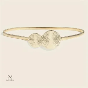 Ceinture femme élastique dorée avec double cercle – Accessoire chic pour robe et soirée