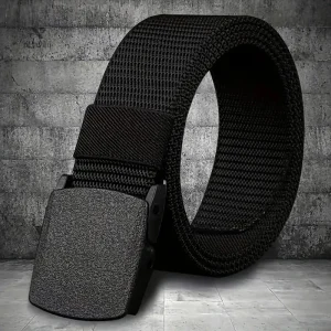 Ceinture femme en toile tressée marron – Style décontracté avec boucle automatique solide