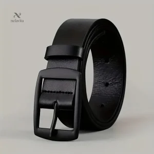 Ceinture homme en cuir véritable – Accessoire élégant avec boucle classique noire