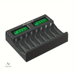 Chargeur Intelligent de Piles Rechargeables AA/AAA – Écran LCD Haute Précision pour 8 Accus