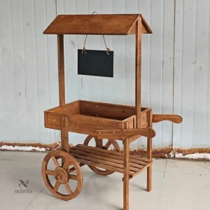 Élégant chariot à fleurs avec toit pour jardin