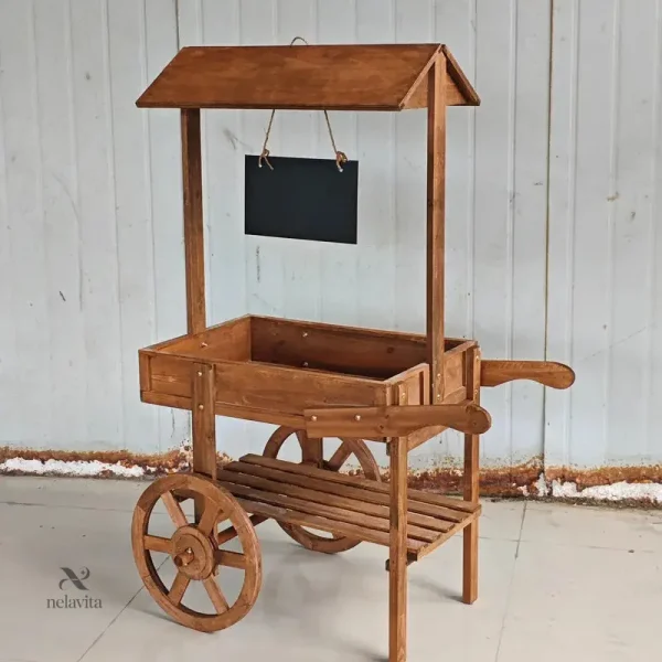 Élégant chariot à fleurs avec toit pour jardin