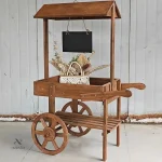 Chariot décoratif en bois pour terrasse et balcon