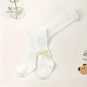 Chaussettes Hautes Fille Noires avec Nœud – Chaussettes Enfant Élégantes et Confortables