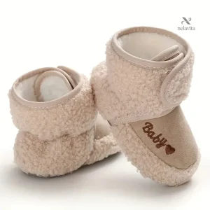 Chaussons bébé fille hiver en laine chaude – Bottines souples antidérapantes