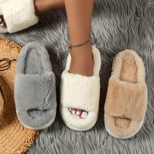 Chaussons/Claquettes moelleux à plateforme - Confort & chaud