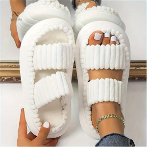 Chaussons femme à double bride - Ouverts, confort moelleux et antidérapants