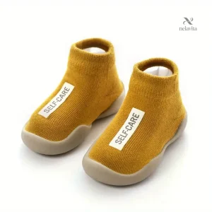 Chaussures bébé garçon montantes en tricot – Baskets souples antidérapantes confortables