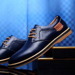 Chaussures d'Affaires Décontractées en Cuir Véritable pour Hommes