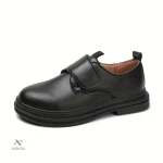 Chaussures garçon noires à scratch élégantes pour école