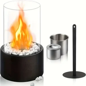 Cheminée de table au bioéthanol – Réchauffeur décoratif à flamme réelle pour intérieur et extérieur