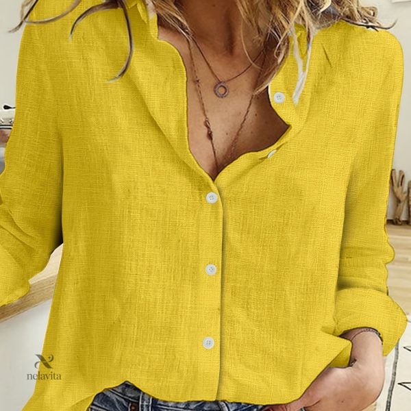 Blouse à manches longues en lin naturel