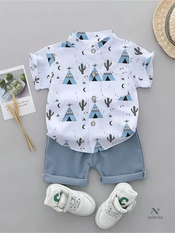chemise-garcon-a-motifs-cactus-et-tipis-avec-short-rose-t-cn96rh-1
