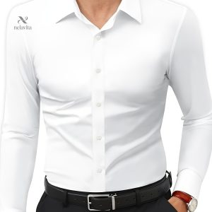Chemise longue à manches et col à revers