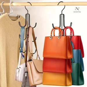 Cintre à crochets pour sacs à main, rangement pratique et gain de place