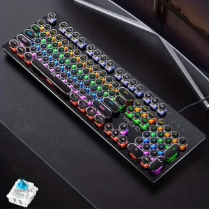 Clavier Mécanique Gaming Rétro-Éclairé RGB Design Vintage