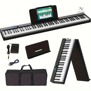 Clavier Piano Numérique 88 Touches Pliable – Portable avec Pédale, Support et Housse de Transport
