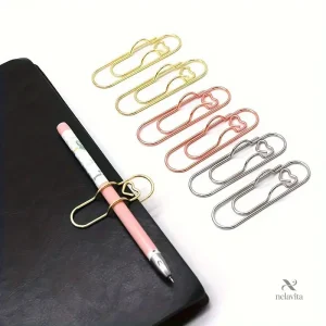 Clip porte-stylo métal original en forme de cœur pour agenda