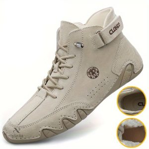 Bottes Courtes en cuir de Cochon Avec Doublure Et Fermeture Élastique