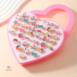 Coffret de 36 bagues fantaisie pour enfants