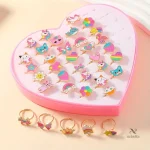 Bijoux enfant : ensemble de bagues arc-en-ciel