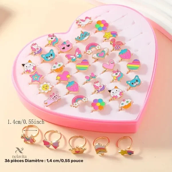 Coffret de bagues ludiques et colorées pour enfants