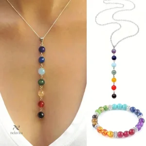 Collier et bracelet 7 chakras en pierres naturelles