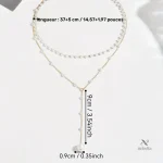 Collier élégant perles blanches double rang doré