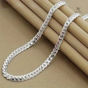 Collier chaîne plate en acier inoxydable pour homme