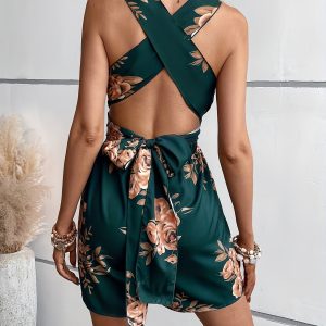 Short imprimé fleuri pour femme, style décontracté