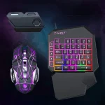 Combo Clavier Mécanique à Une Main et Souris LED pour Gamers