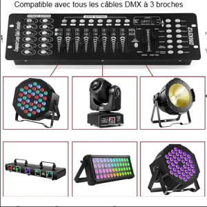 Console d'éclairage DJ avec faders et scènes programmables