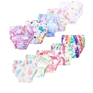 Couches lavables bébé réutilisables – Lot de 10 culottes colorées et imprimées, ajustables et écologiques