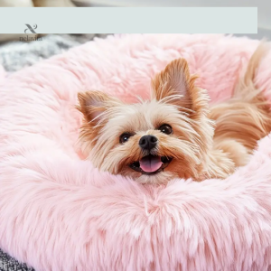 Coussin Douillet pour Chien ou Chat – Panier Moelleux Antistress en Fausse Fourrure Rose