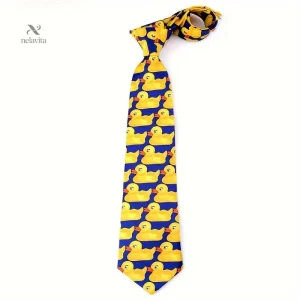 Cravate originale avec motifs canards jaunes