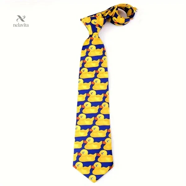 Cravate originale avec motifs canards jaunes