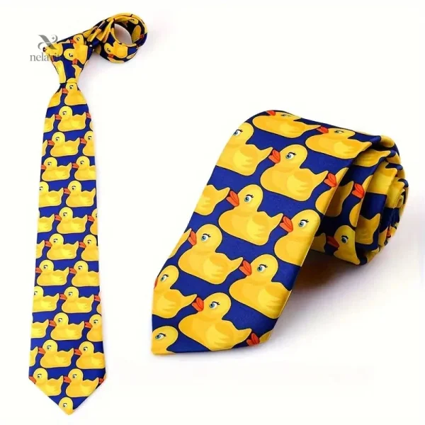 Cravate à motifs canards pour homme, style ludique