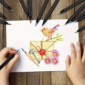 Set de crayons artistiques effet arc-en-ciel pour coloriage