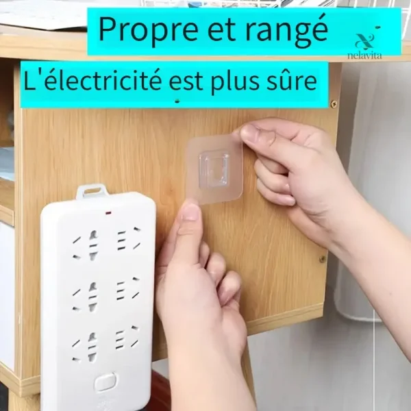 Support adhésif robuste pour prises et multiprises