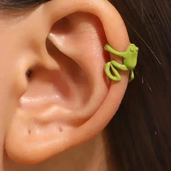 Cuff d’oreille grenouille verte pour accessoire de costume femme