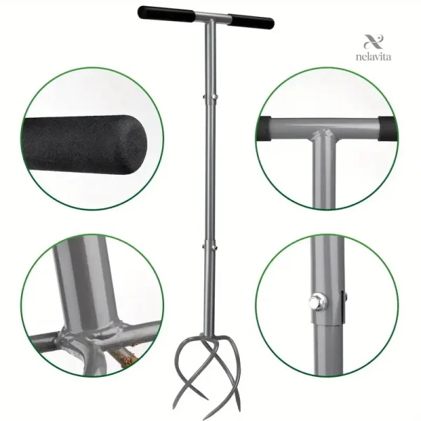 Outil de jardinage ergonomique pour aérer le sol