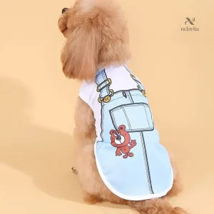 Débardeur Chien Été Motif Salopette – Vêtements Originaux et Respirants pour Petits Chiens