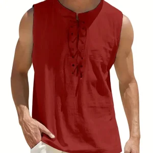 Débardeur fantaisie homme – Top sans manches à lacets style médiéval tendance