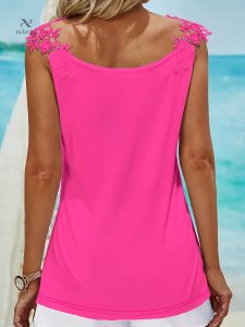 Débardeur à bretelles avec détail floral pour femme
